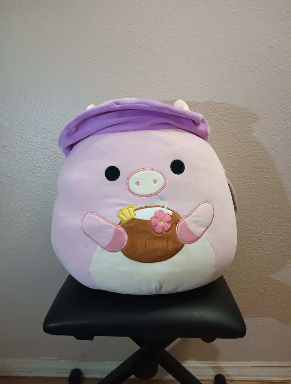 Squishmallow Peter the Pig 16" Large Tropical Luau Coconut Drink NWT